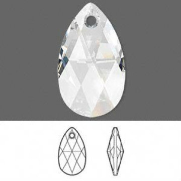 Faceted Clear Anhänger 22x13mm, Glas Teardrop Anhänger